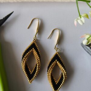 Black Gold Leaf Earings