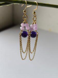 Lavender Bead Chain Earings