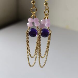 Lavender Bead Chain Earings
