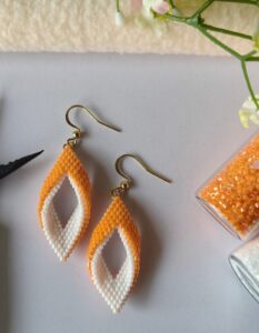 Orange Leaf Earings