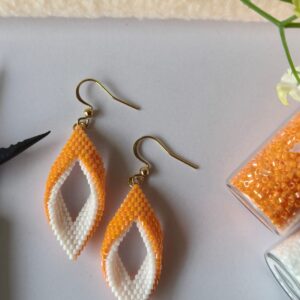 Orange Leaf Earings